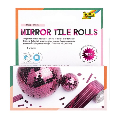 Mirror tile rolls 5x5 pink - tile,